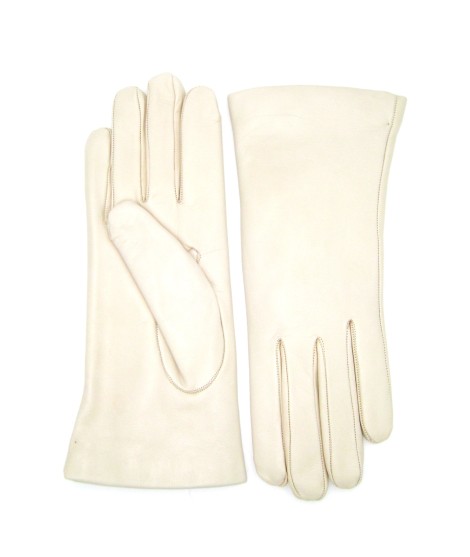 Sermoneta Gloves Guanto Nappa Foderato Lapin Panna