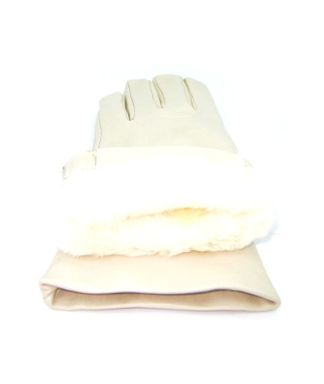 Sermoneta Gloves Guanto Nappa Foderato Lapin Panna