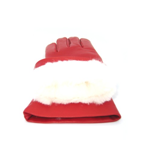 Sermoneta Gloves Guanto Nappa Foderato Lapin Rosso