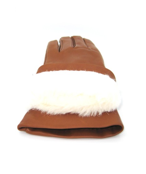Sermoneta Gloves Guanto Nappa Foderato Lapin Tan
