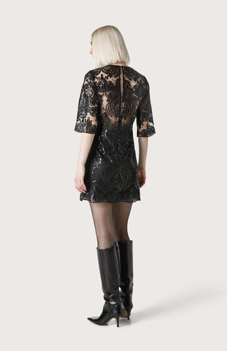 Seventy Abito In Pizzo Ricamato Con Sottoveste - Col. Nero