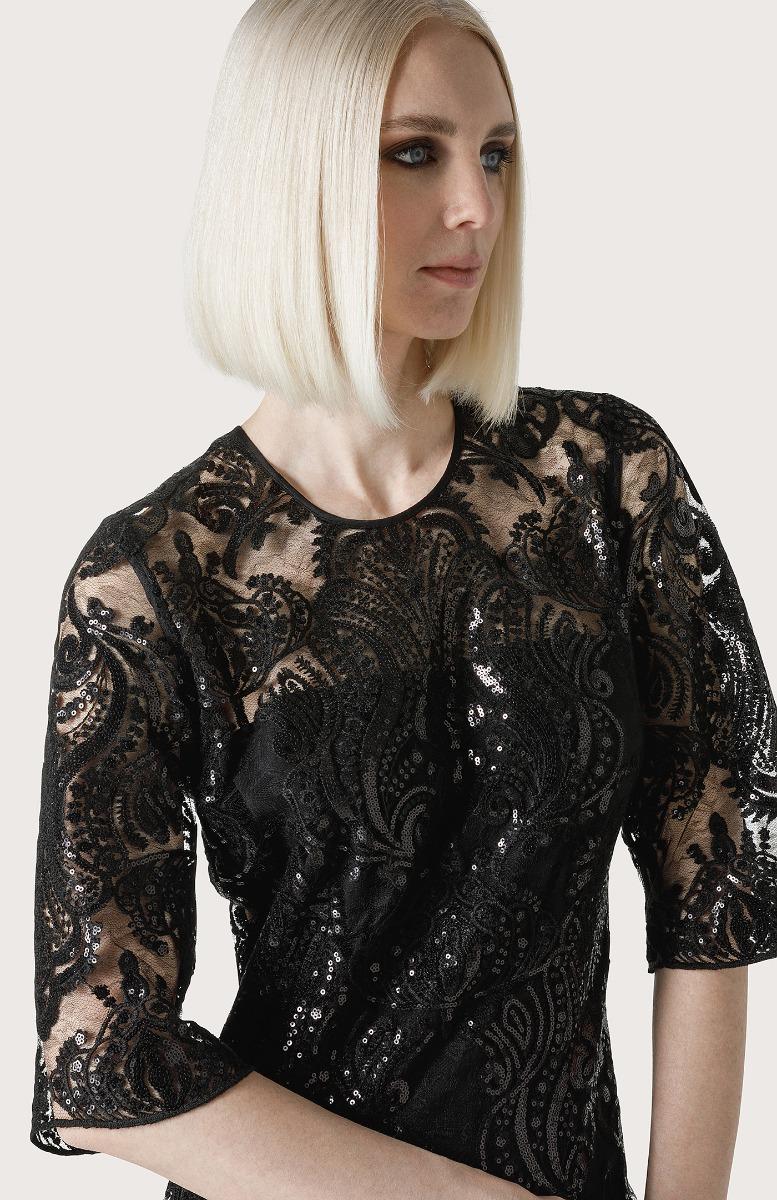 Seventy Abito In Pizzo Ricamato Con Sottoveste - Col. Nero