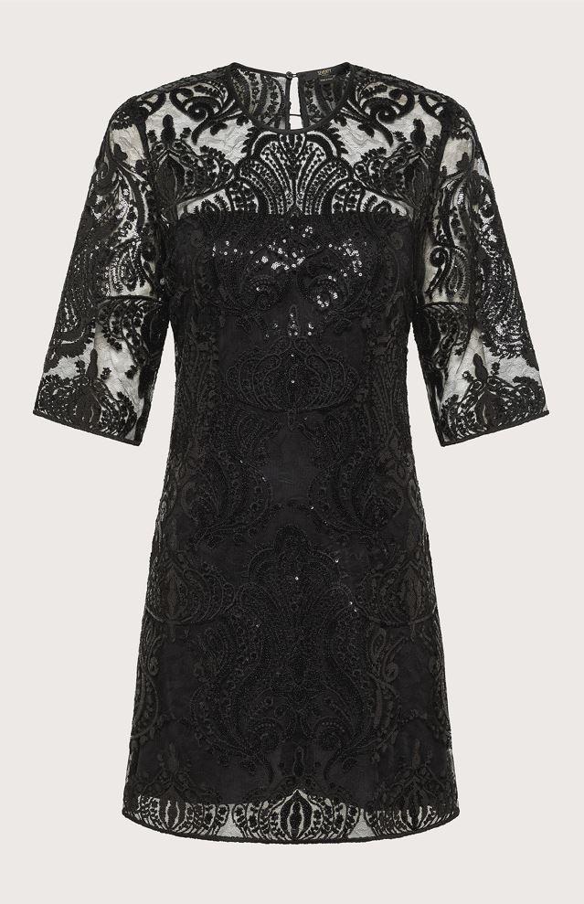 Seventy Abito in pizzo ricamato con sottoveste - Col. Nero