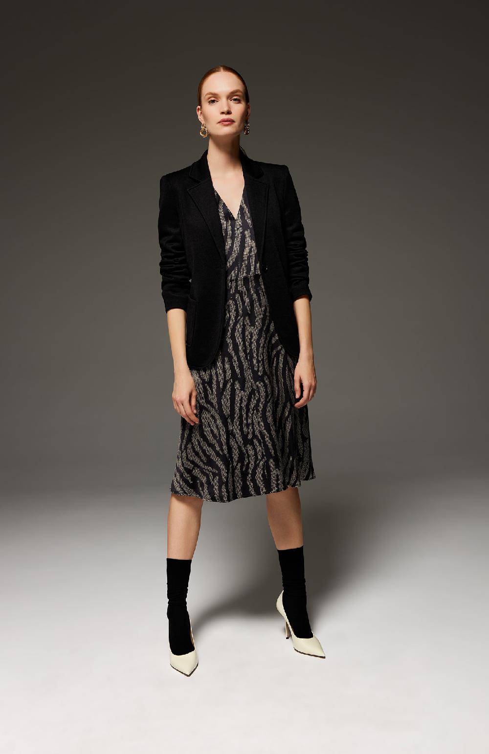 Seventy Abito Midi Con Scollo A V Animalier - Col. Nero