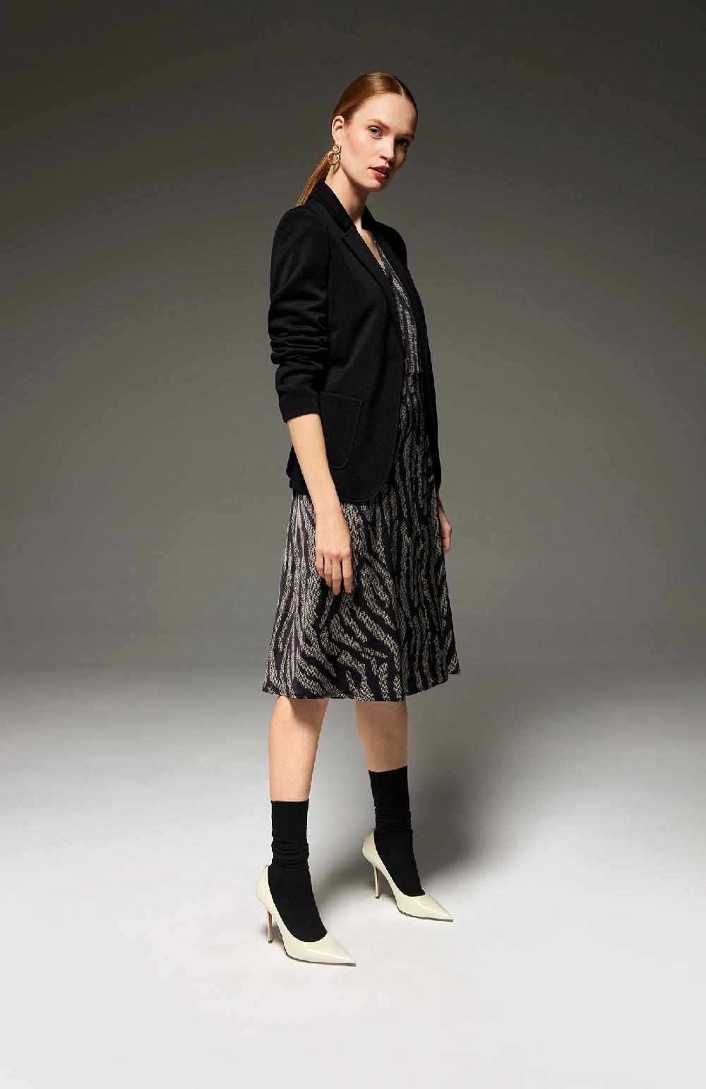 Seventy Abito Midi Con Scollo A V Animalier - Col. Nero