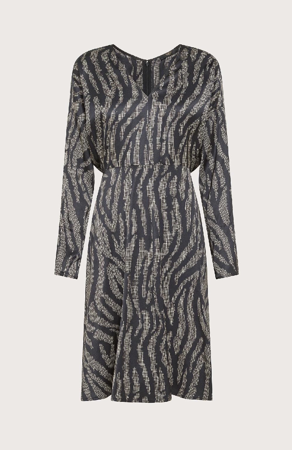 Seventy Abito midi con scollo a V animalier - Col. Nero