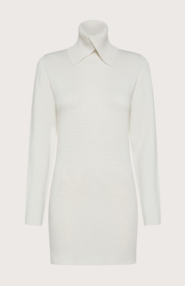 Seventy Abito tricot con collo incrociato - Col. Bianco