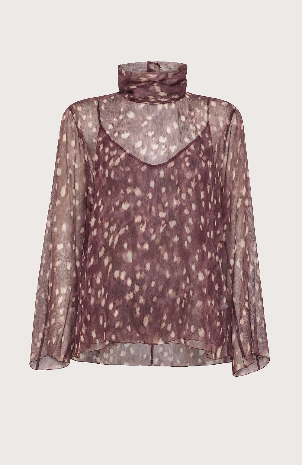 Seventy Blusa semitrasparente in creponne stampato - Col. Rosso