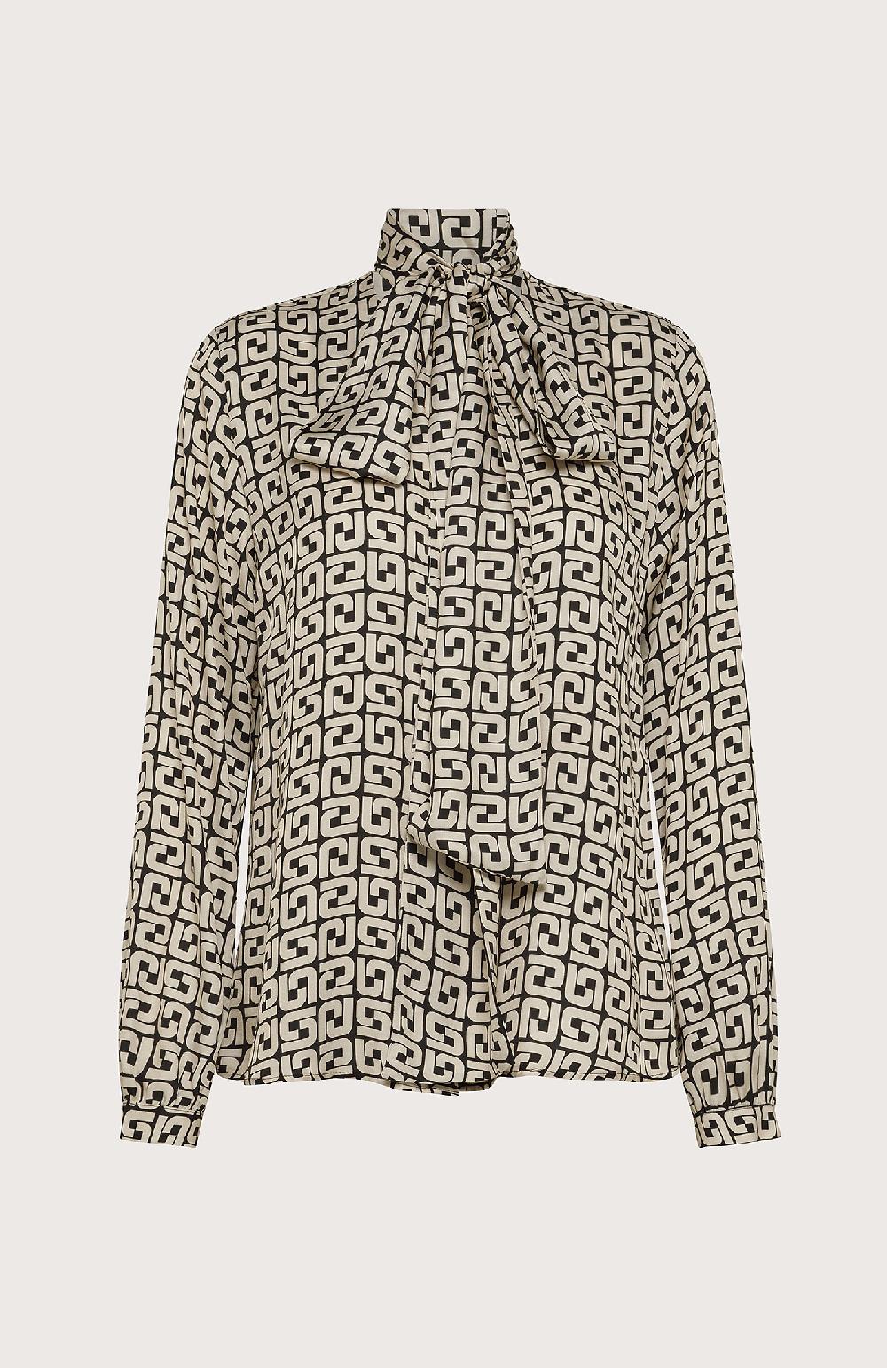 Seventy Camicetta con fantasia e fusciacca al collo - Col. Nero