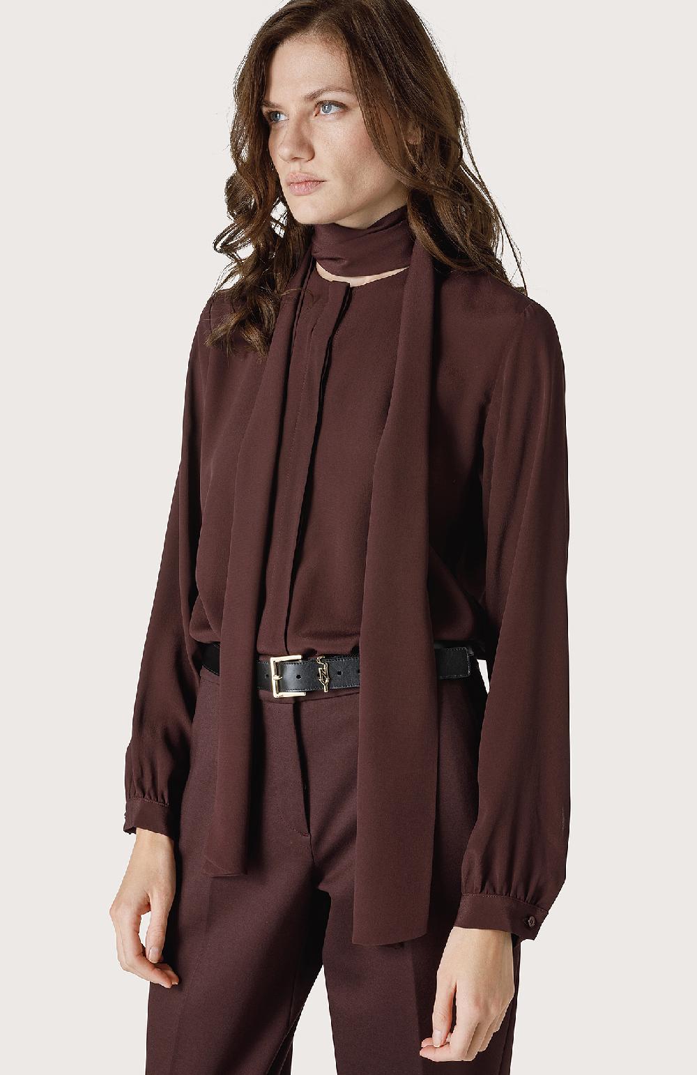 Seventy Camicetta Tinta Unita Con Fusciacca Al Collo - Col. Viola