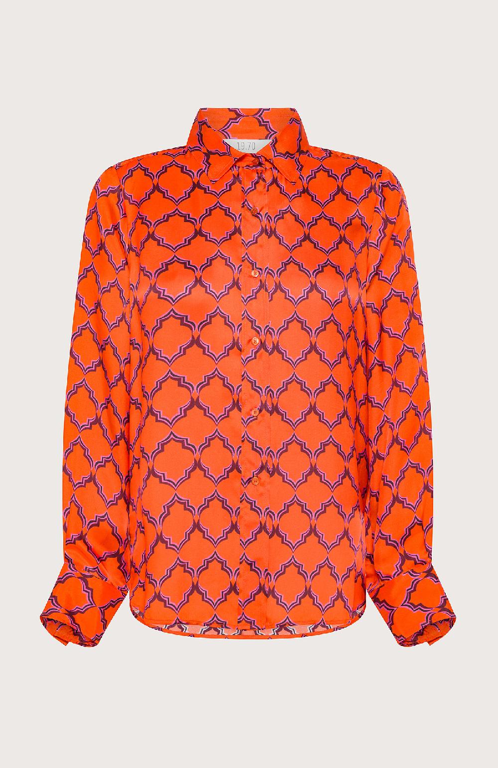 Seventy Camicia Classica Con Fantasia - Col. Arancione