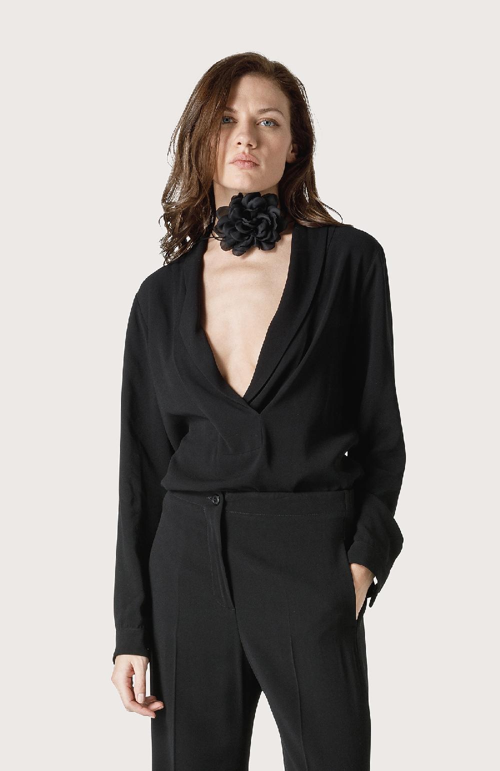 Seventy Camicia Elegante Con Collo A Scialle - Col. Nero