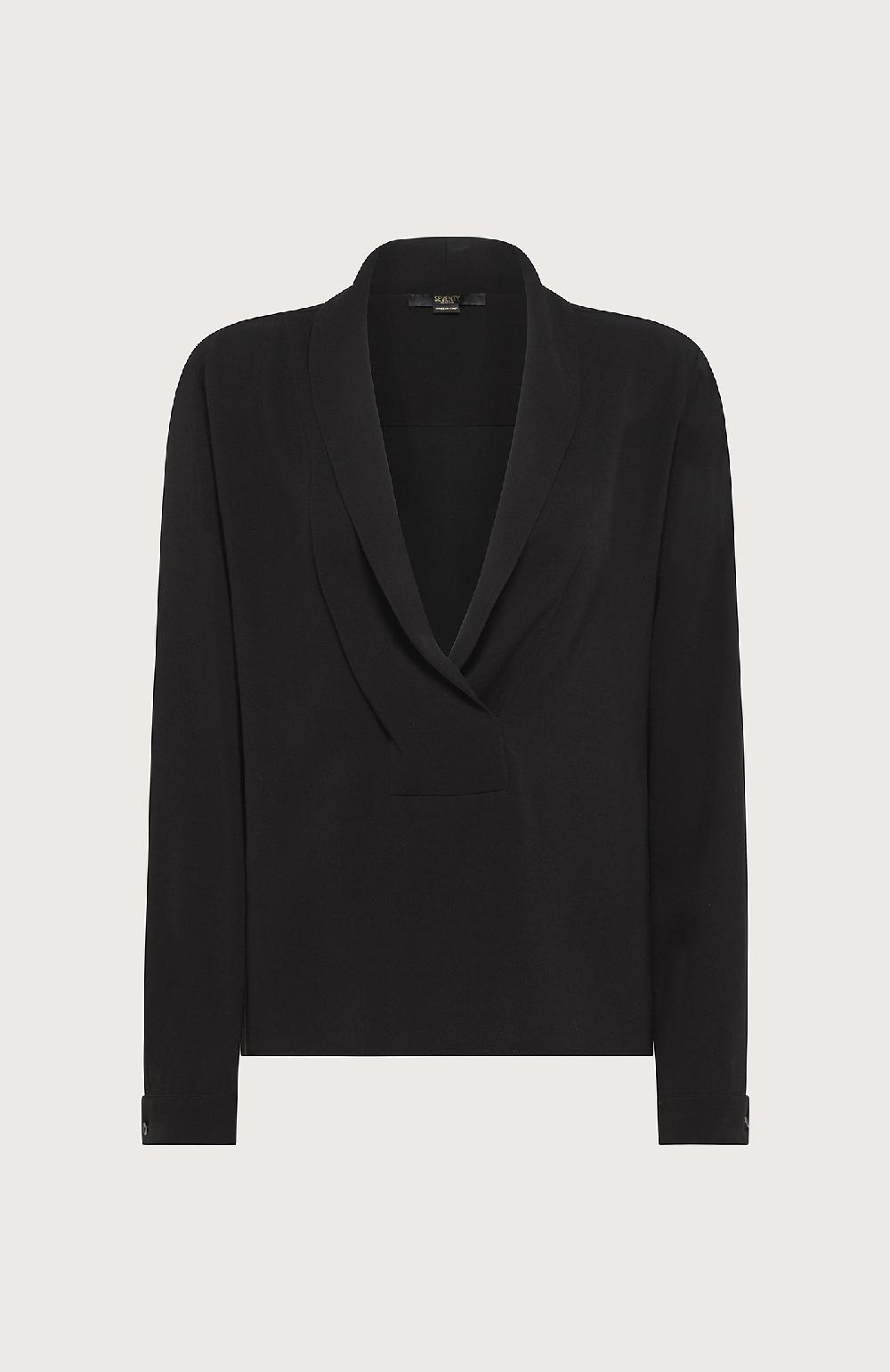 Seventy Camicia elegante con collo a scialle - Col. Nero