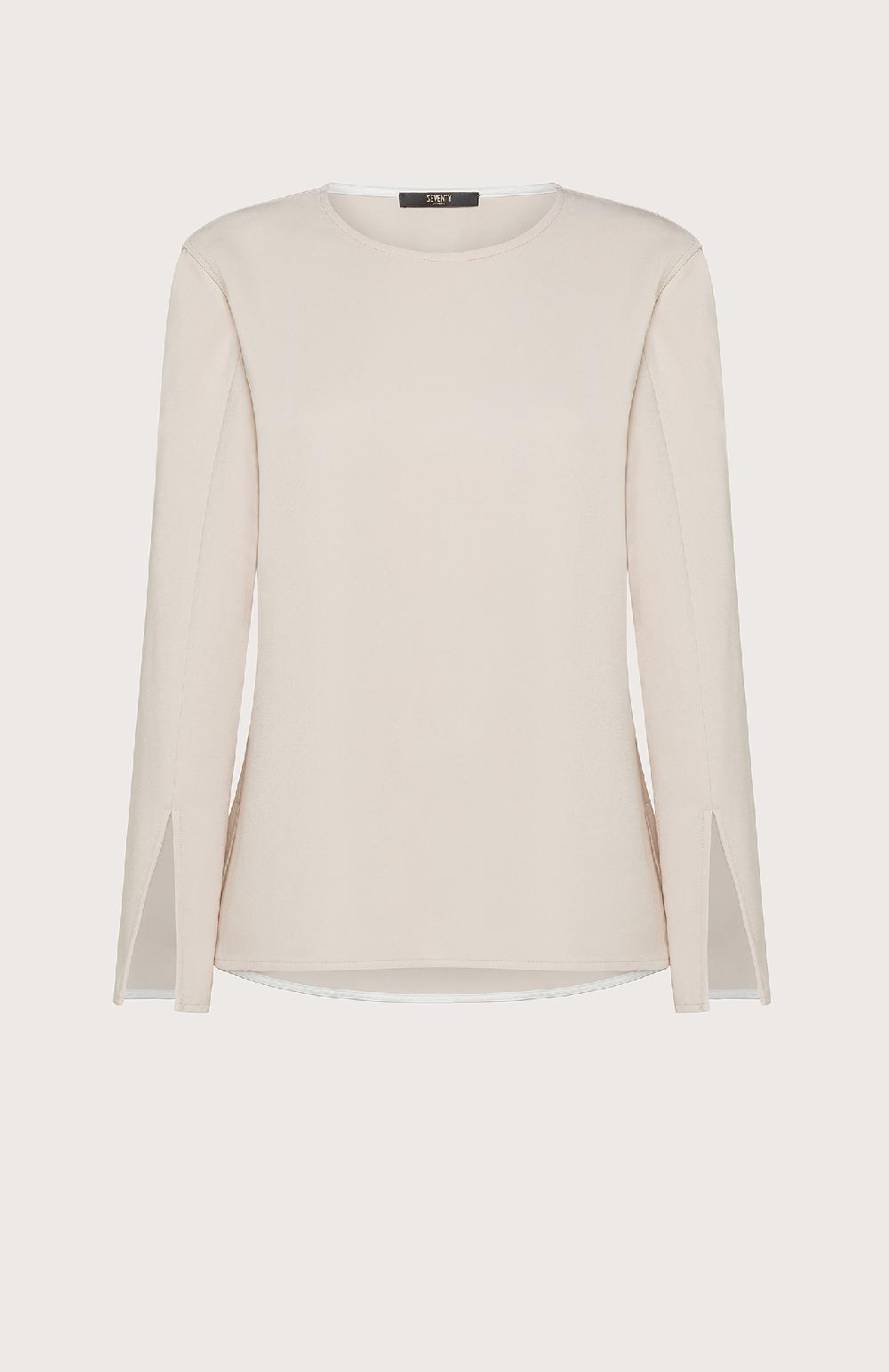 Seventy Camicia in cady di viscosa stretch con spacchetti ai polsi - Col. Neutro