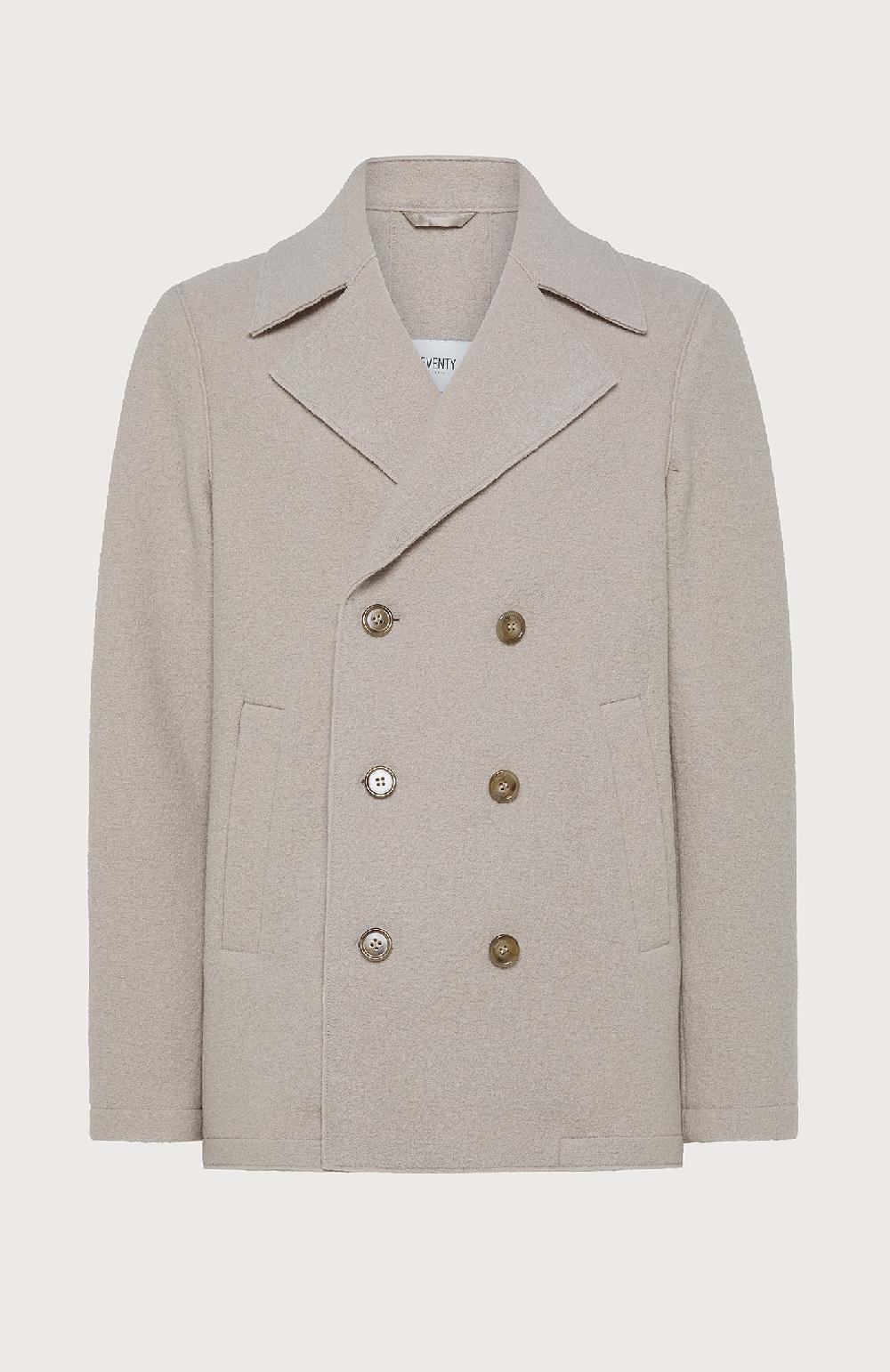 Seventy Cappotto corto doppiopetto in lana cotta pesante - Col. Neutro