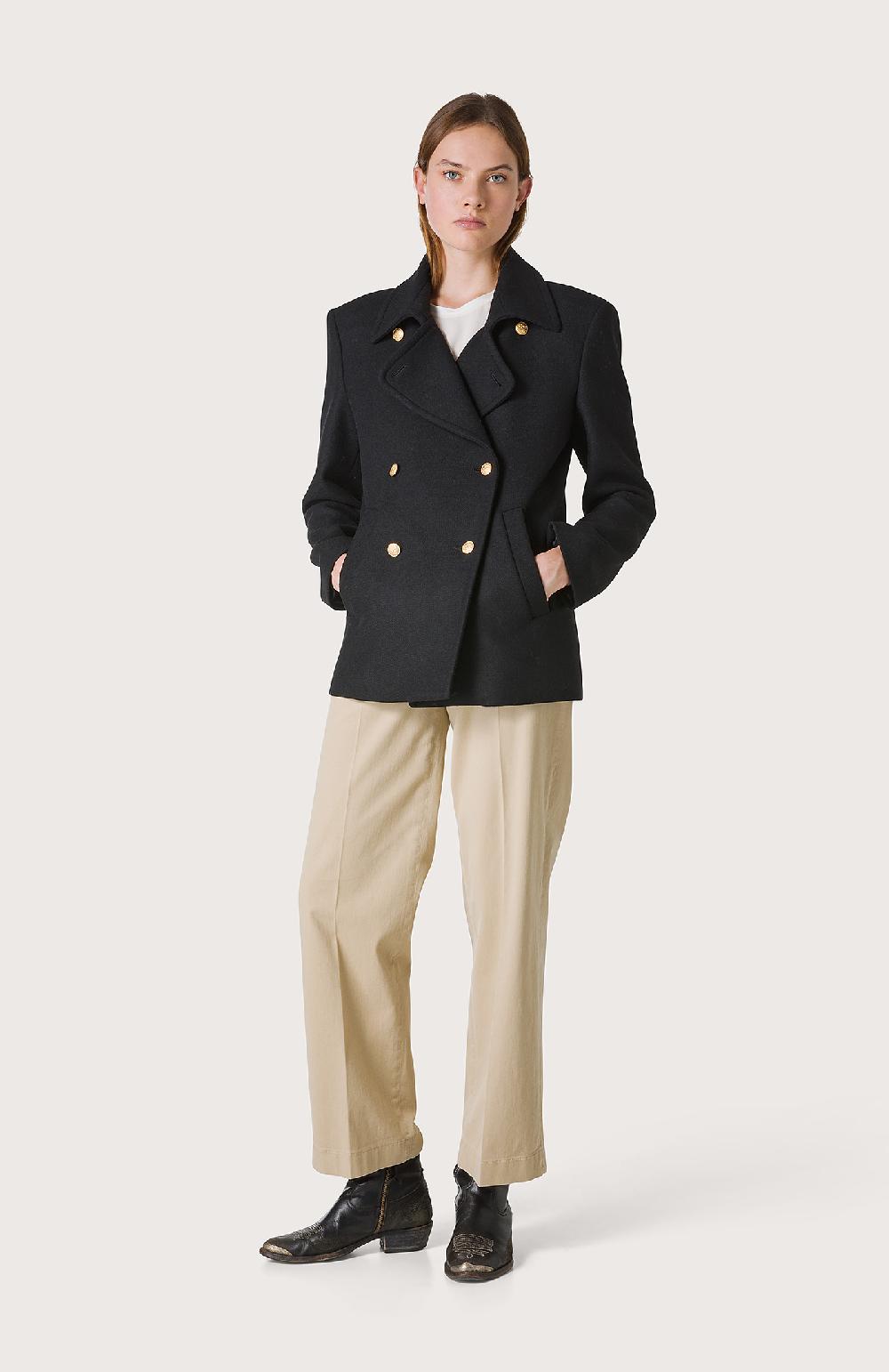 Seventy Cappotto doppiopetto con bottoni dorati - Col. Nero