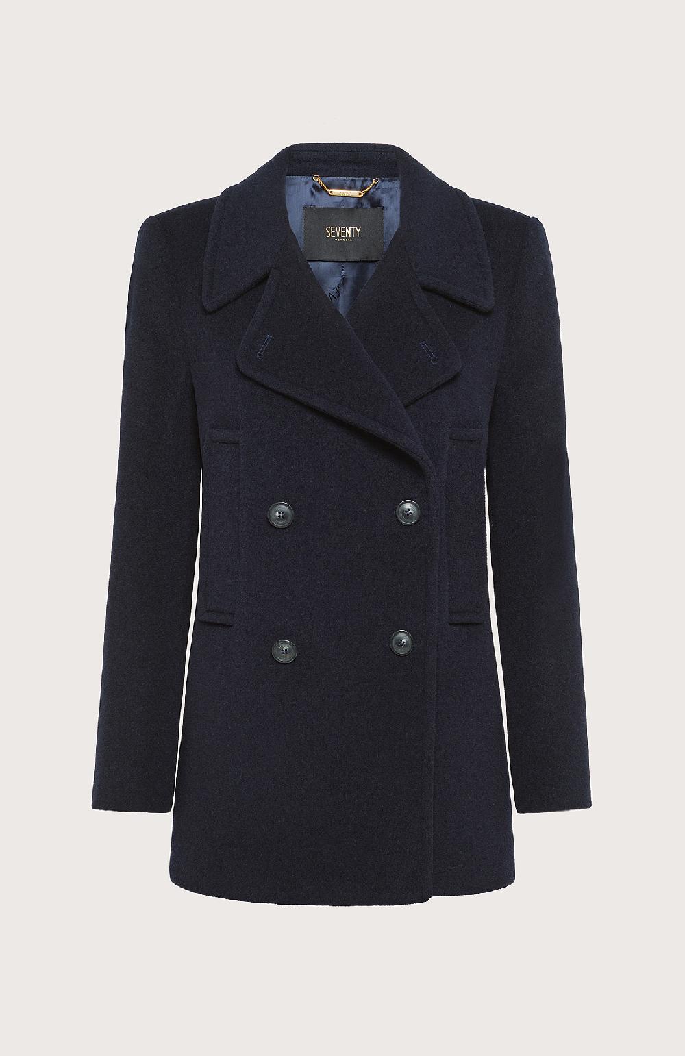 Seventy Cappotto doppiopetto corto in panno - Col. Blu