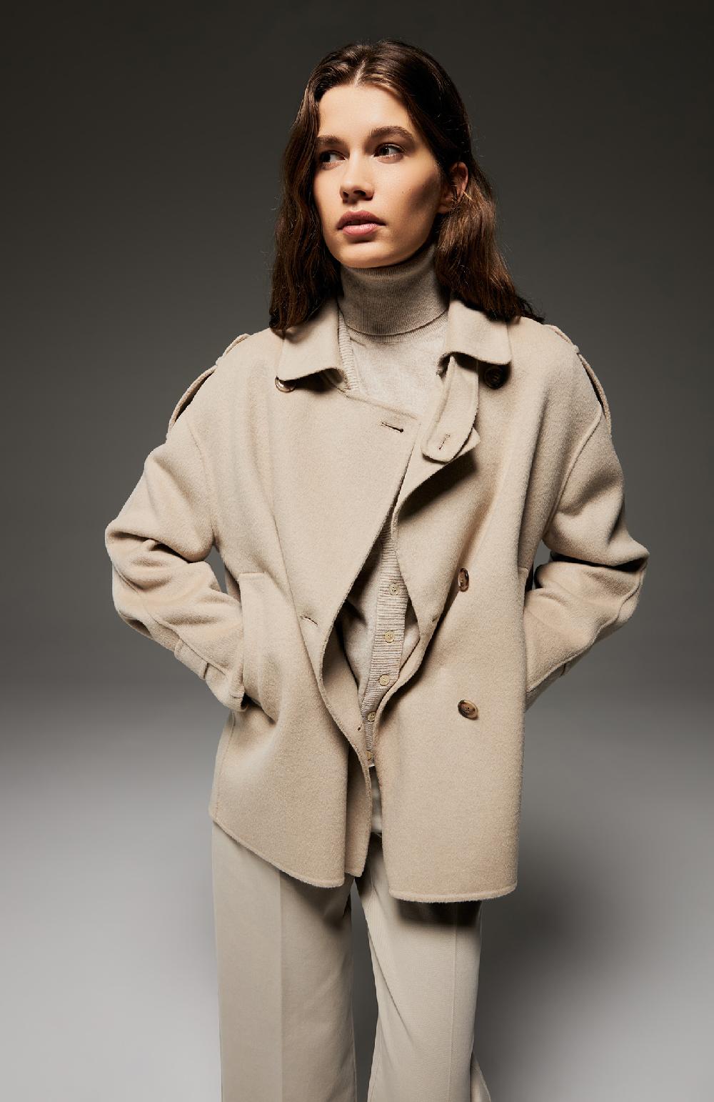 Seventy Cappotto Doppiopetto Corto In Panno Double - Col. Neutro