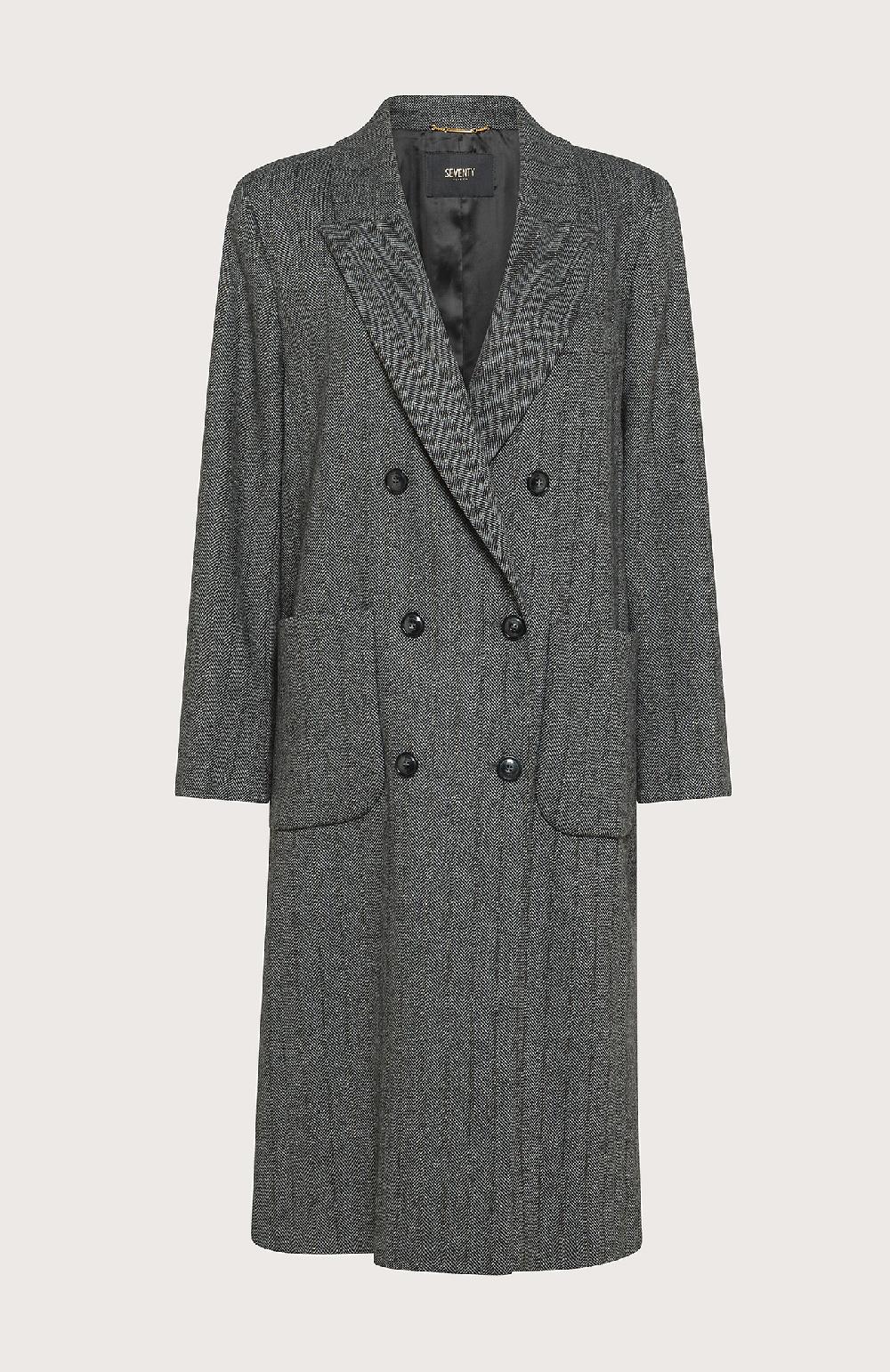 Seventy Cappotto doppiopetto in misto lana gessata lurex - Col. Grigio
