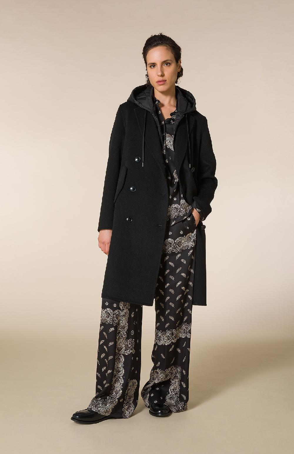 Seventy Cappotto Doppiopetto In Panno Double Con Gilet Staccabile - Col. Nero