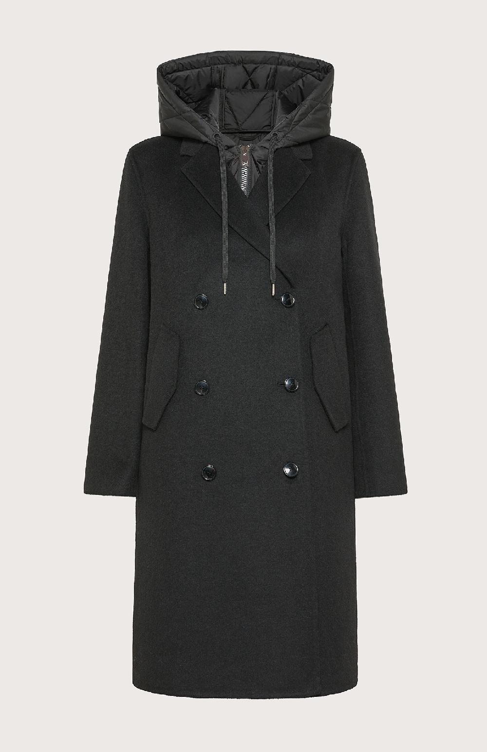 Seventy Cappotto doppiopetto in panno double con gilet staccabile - Col. Nero