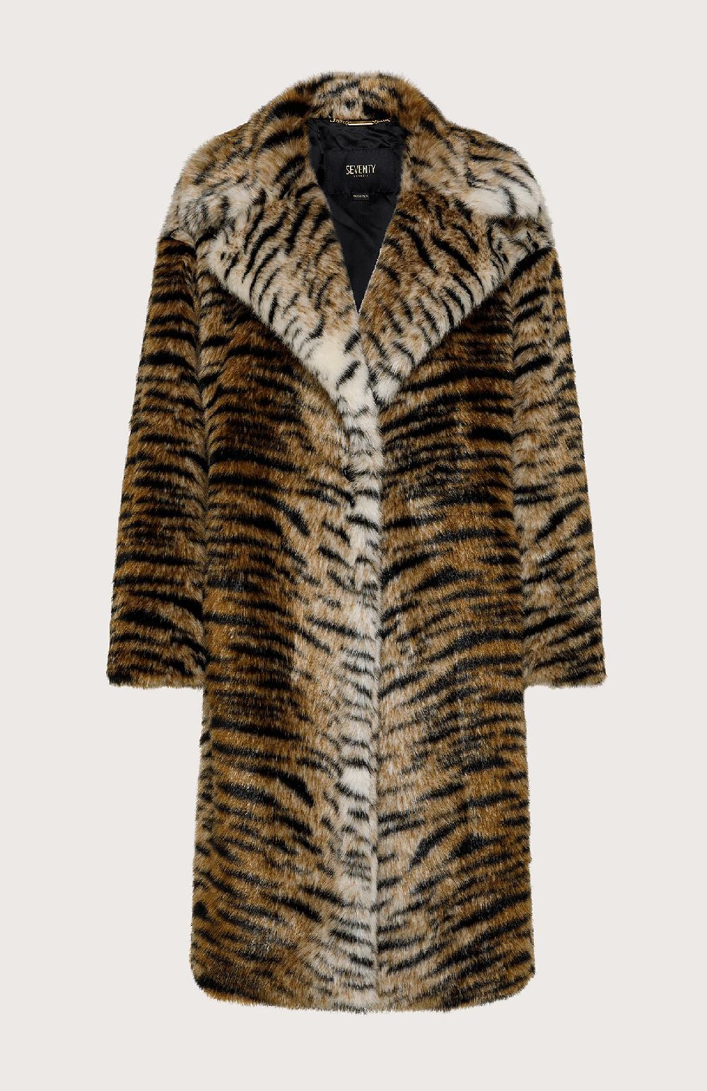 Seventy Cappotto in eco pelliccia animalier - Col. Marrone