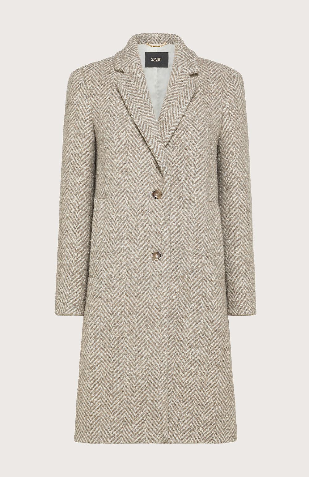 Seventy Cappotto lungo monopetto in macro resca lurex - Col. Neutro