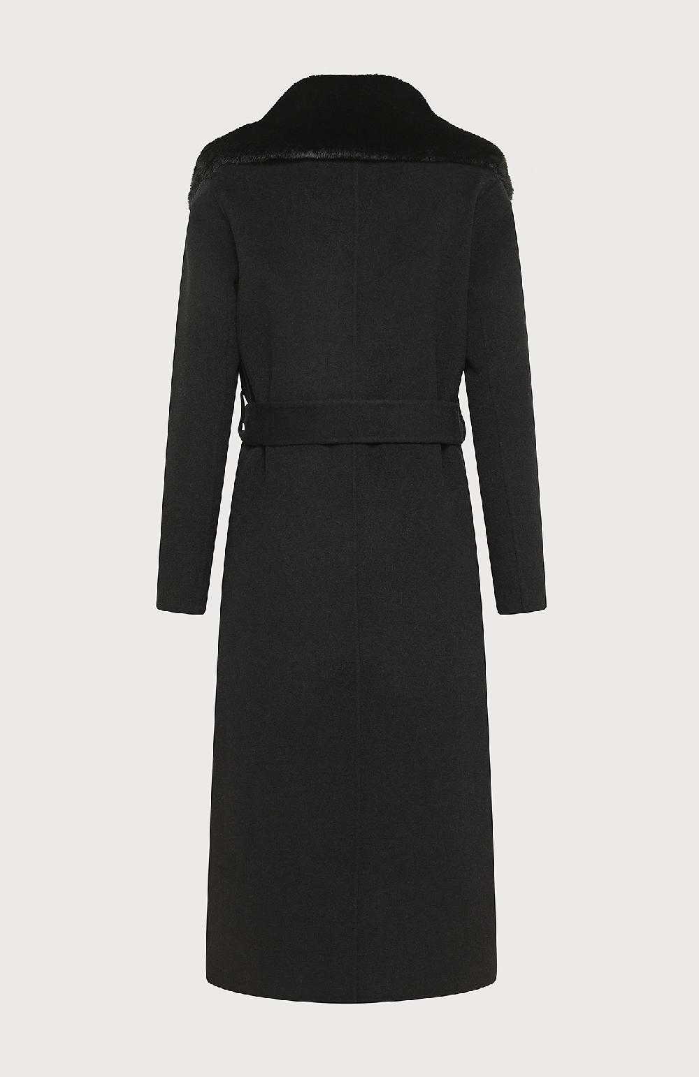 Seventy Cappotto Stile Vestaglia In Panno Double Con Collo In Ecopelliccia - Col. Nero