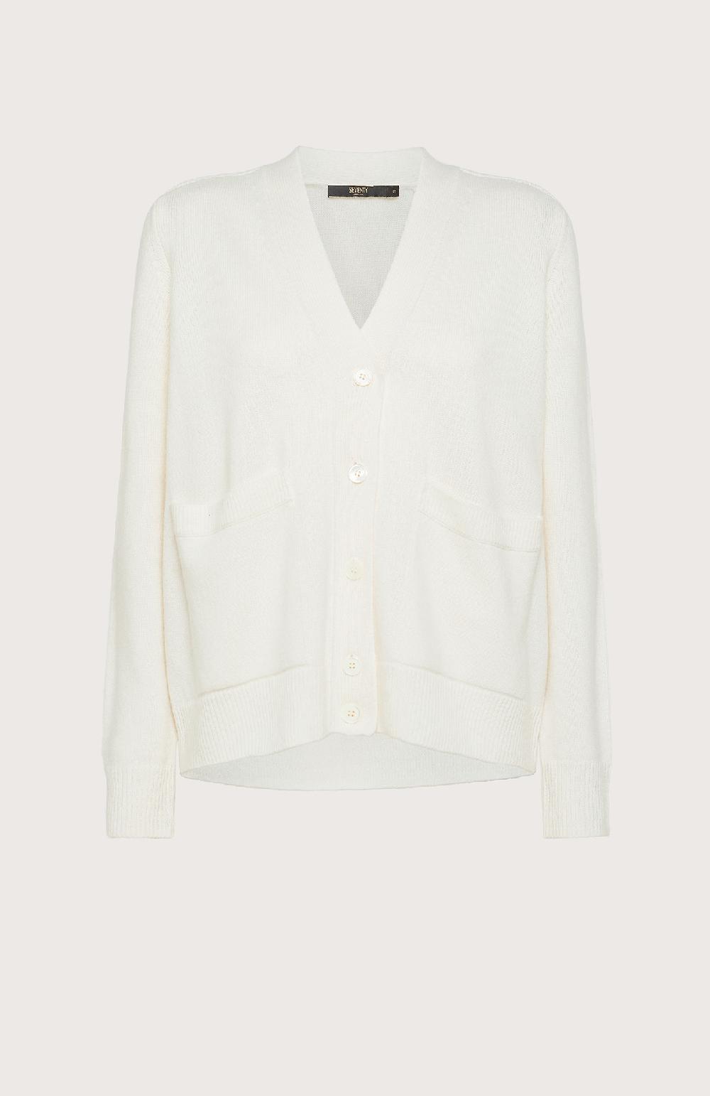 Seventy Cardigan lungo con scollo a V in lana cashmere - Col. Neutro