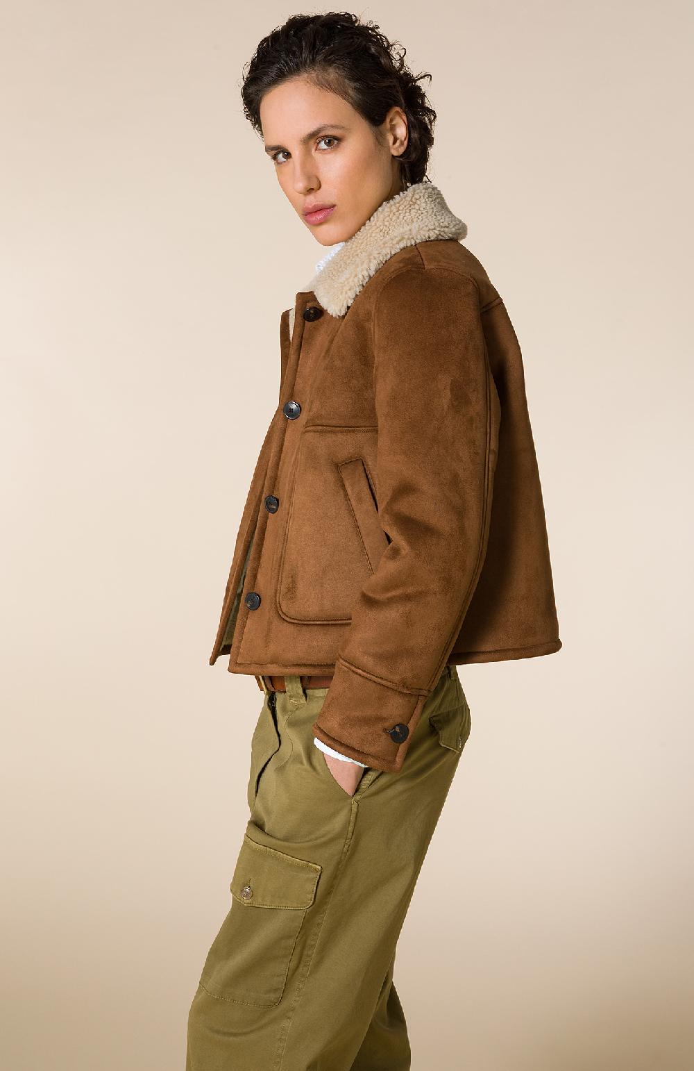 Seventy Ecomontone Corto Con Colletto In Ecopelliccia - Col. Marrone