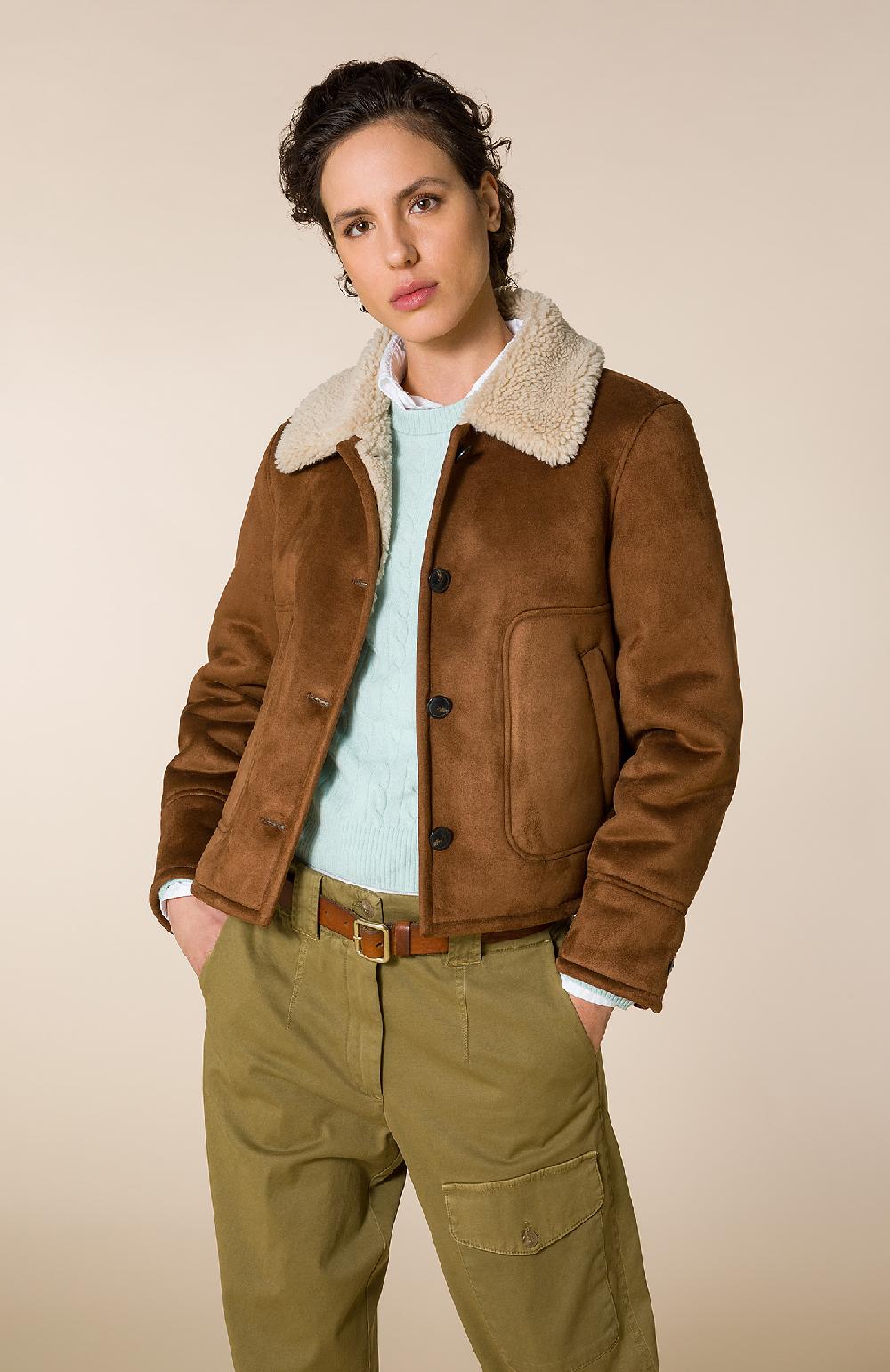 Seventy Ecomontone Corto Con Colletto In Ecopelliccia - Col. Marrone