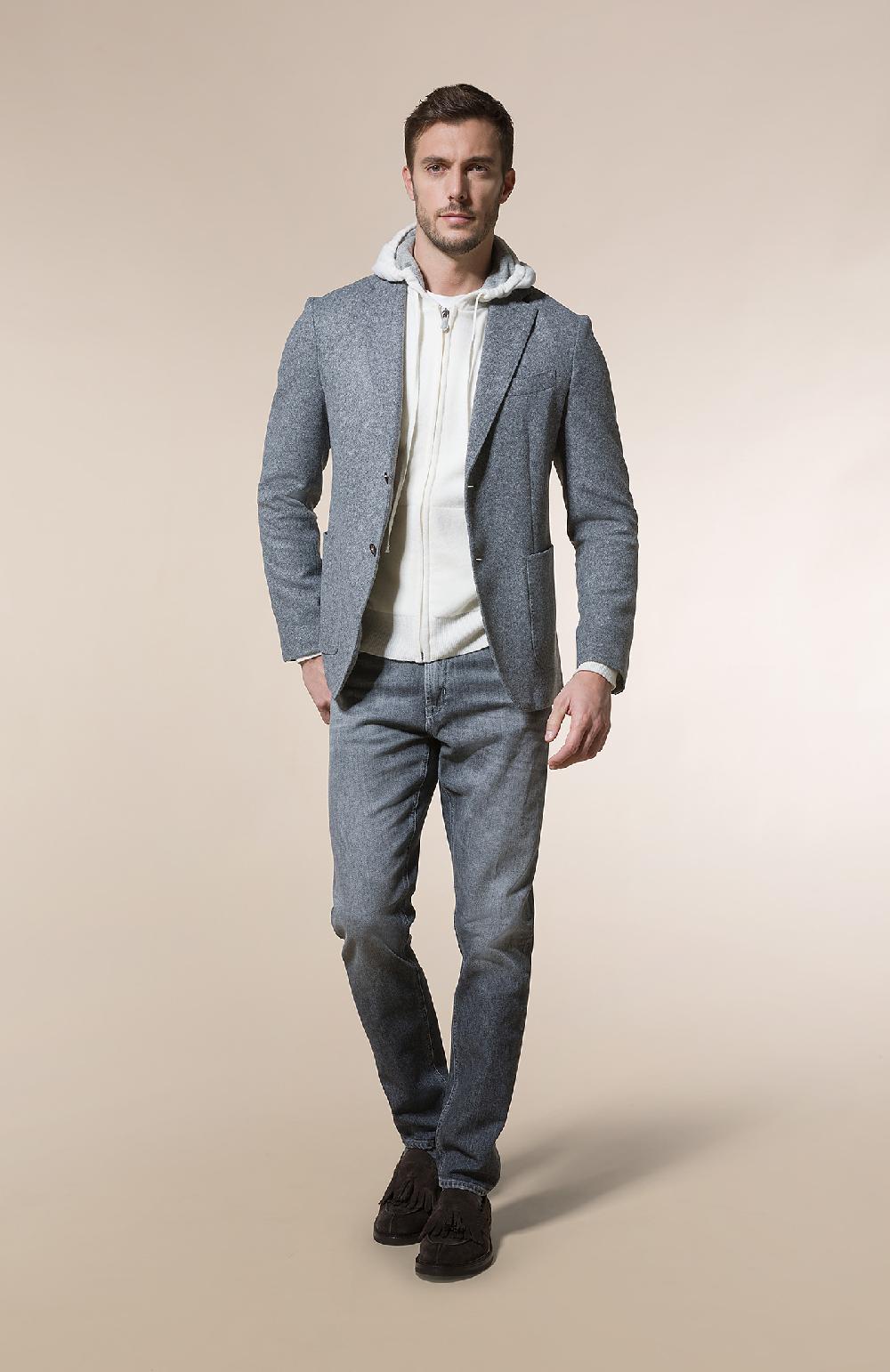 Seventy Giacca Decostruita Monopetto Regualar Fit In Jersey Melange Misto Lana - Col. Grigio
