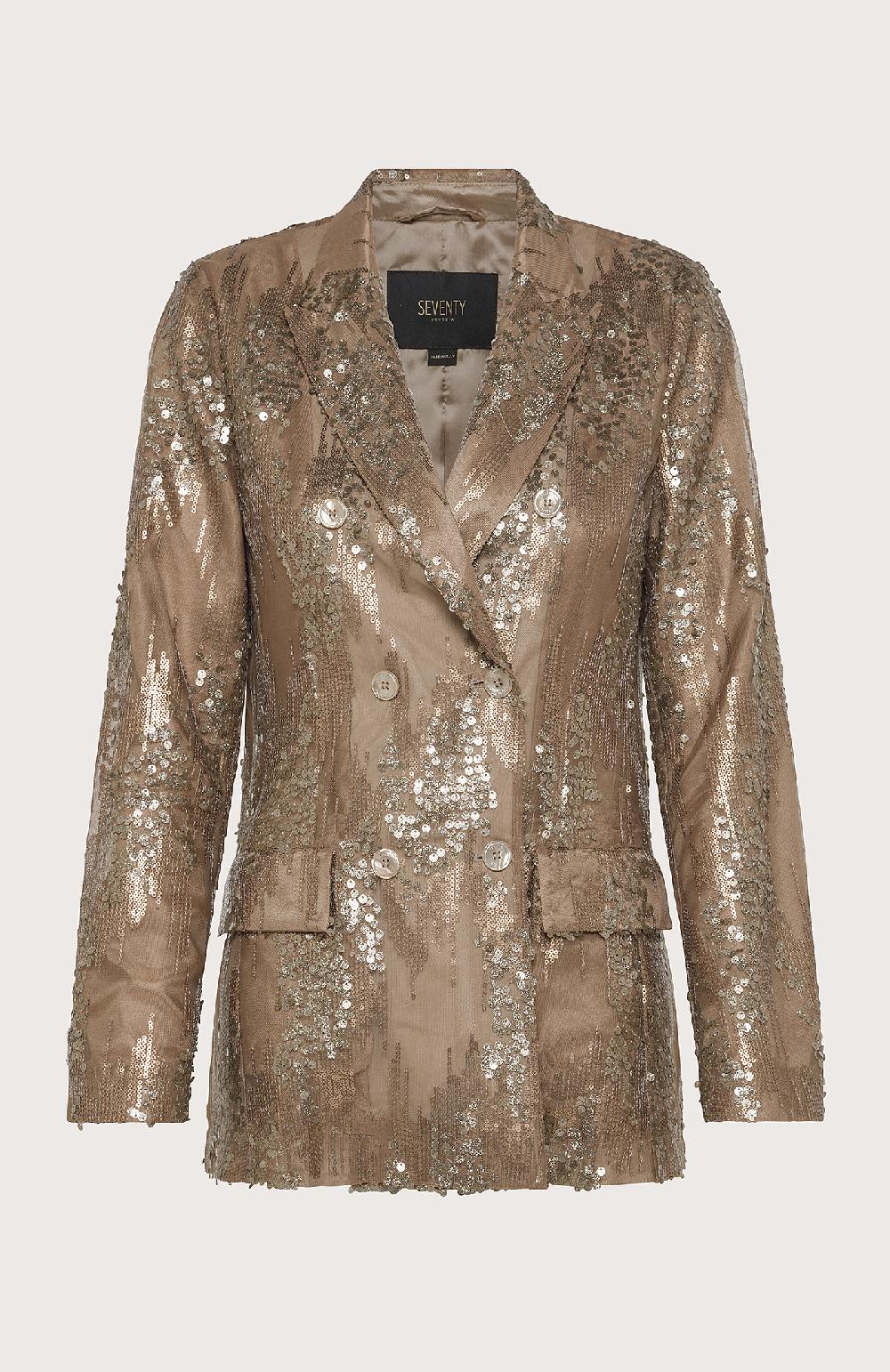 Seventy Giacca Doppiopetto Con Ricami Paillettes - Col. Neutro