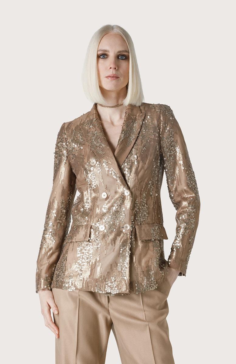 Seventy Giacca Doppiopetto Con Ricami Paillettes - Col. Neutro
