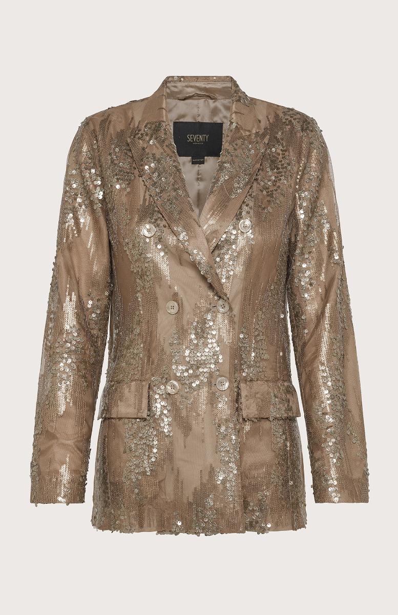 Seventy Giacca doppiopetto con ricami paillettes - Col. Neutro