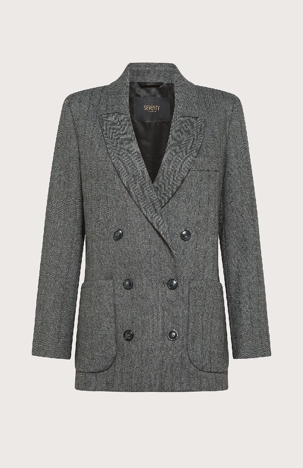 Seventy Giacca doppiopetto in misto lana gessata lurex - Col. Grigio