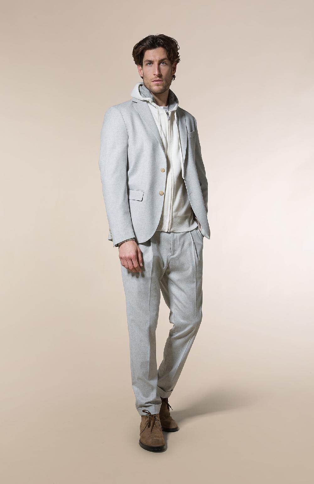Seventy Giacca Monopetto In Flanella Cardata Monostretch - Col. Grigio