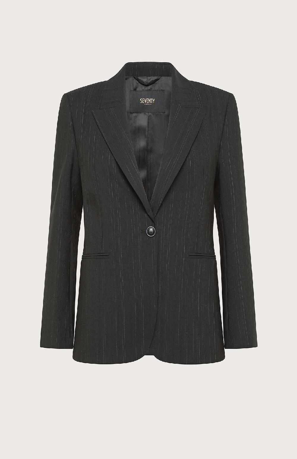 Seventy Giacca monopetto in misto lana gessato - Col. Nero