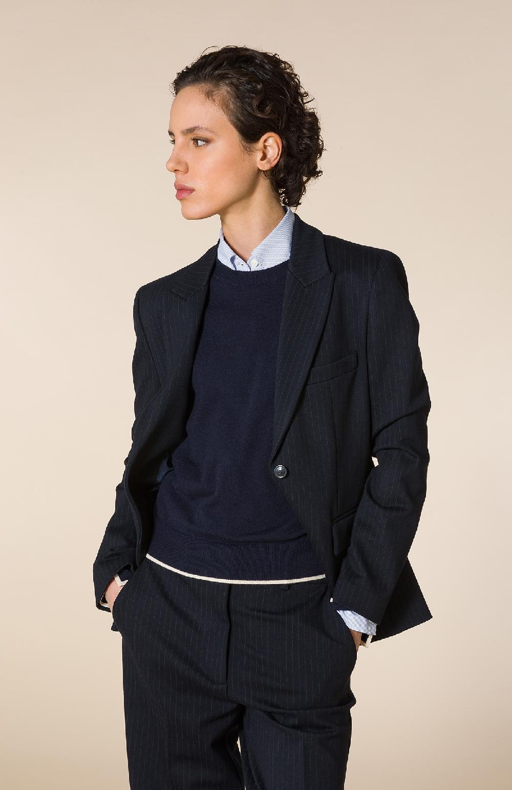 Seventy Girocollo Con Costine Alte E Tagli Sui Polsi - Col. Blu