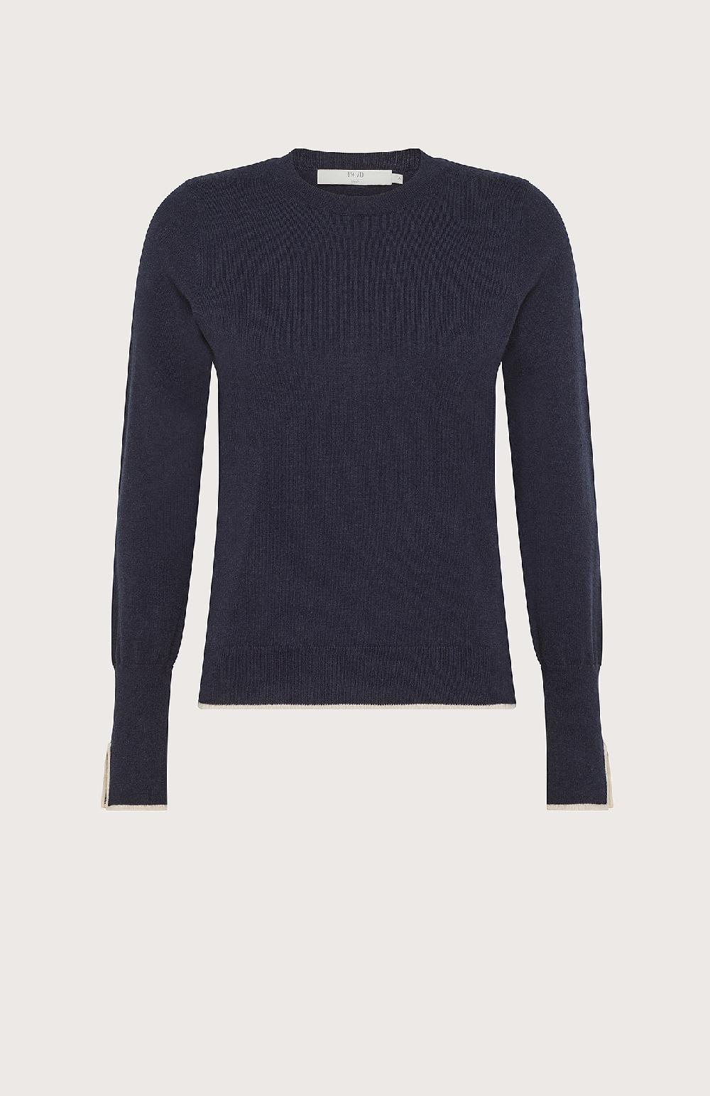 Seventy Girocollo con costine alte e tagli sui polsi - Col. Blu