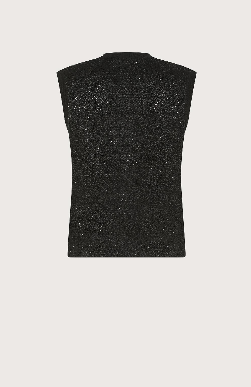 Seventy Girocollo In Maglia Senza Maniche Con Paillettes - Col. Nero