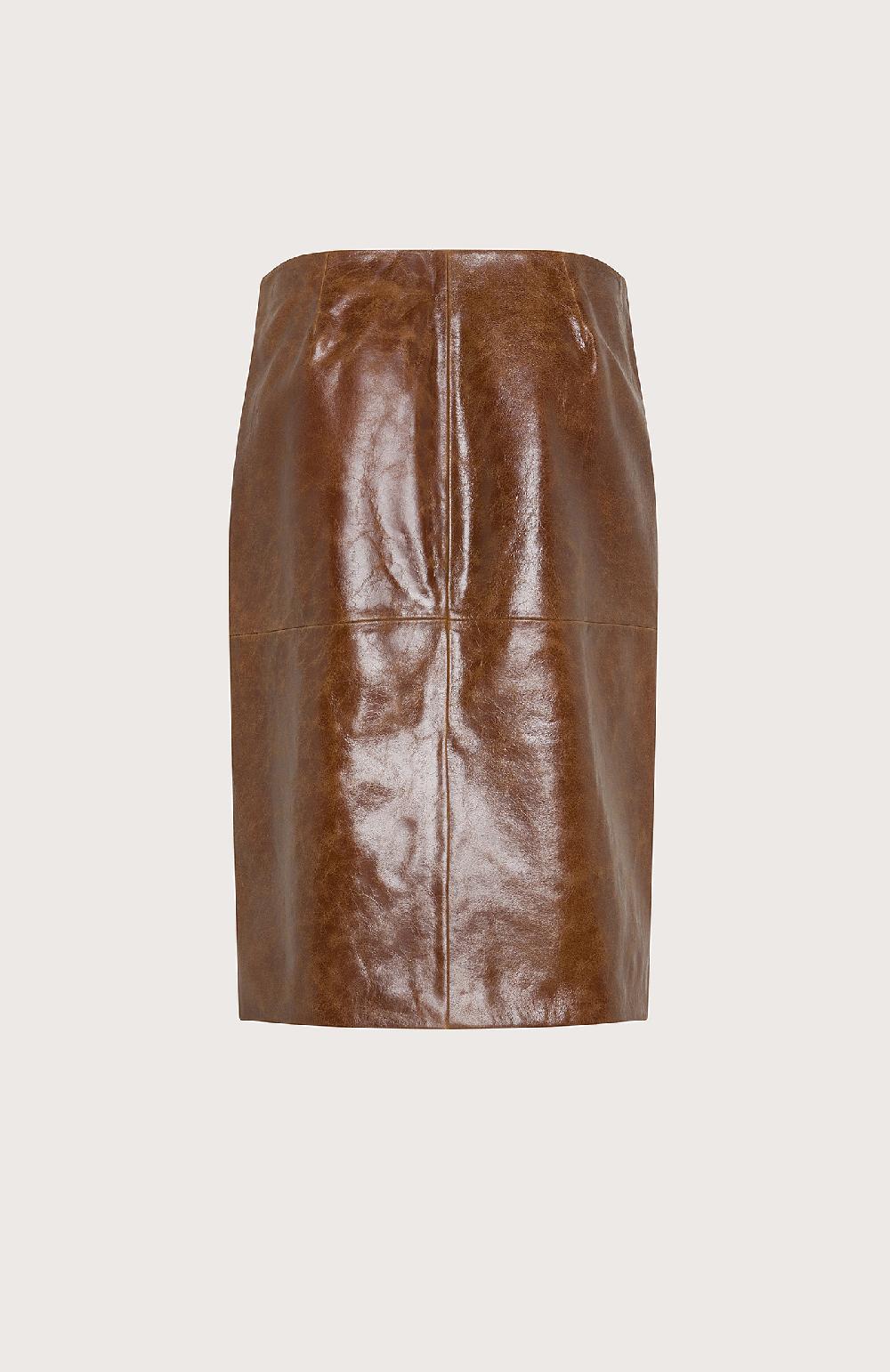 Seventy Gonna Tubino In Pelle Effetto Vintage - Col. Marrone