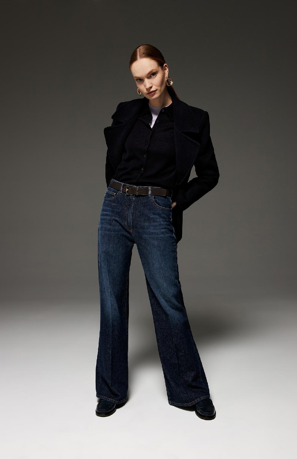 Seventy Jeans Lunghi A Vita Alta In Denim Washed - Col. Blu