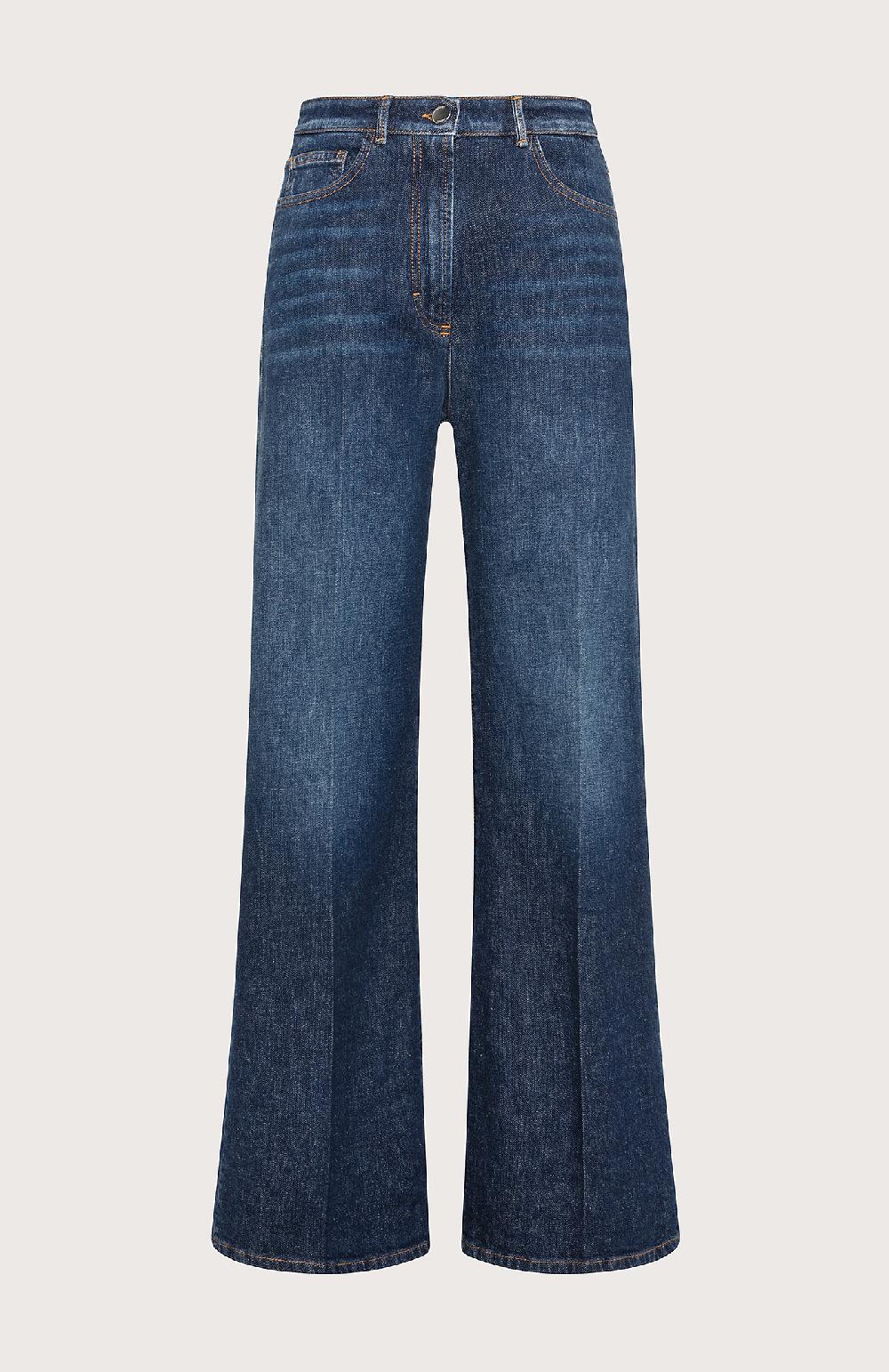 Seventy Jeans lunghi a vita alta in denim washed - Col. Blu