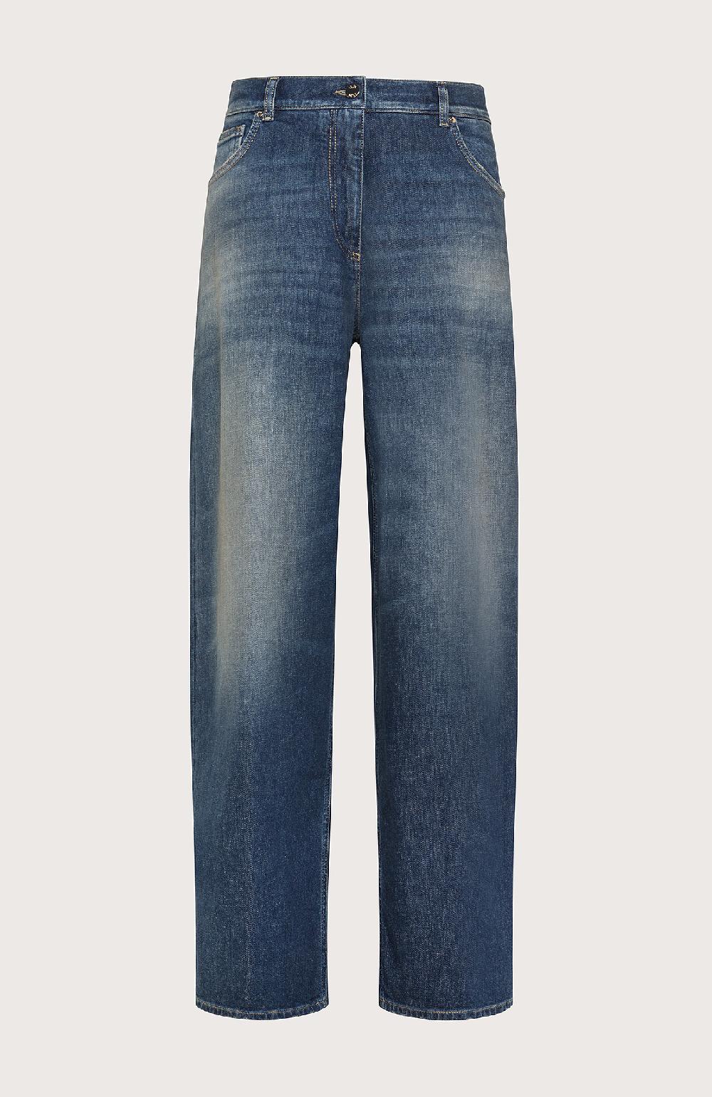 Seventy Jeans lunghi a vita alta in denim washed - Col. Blu
