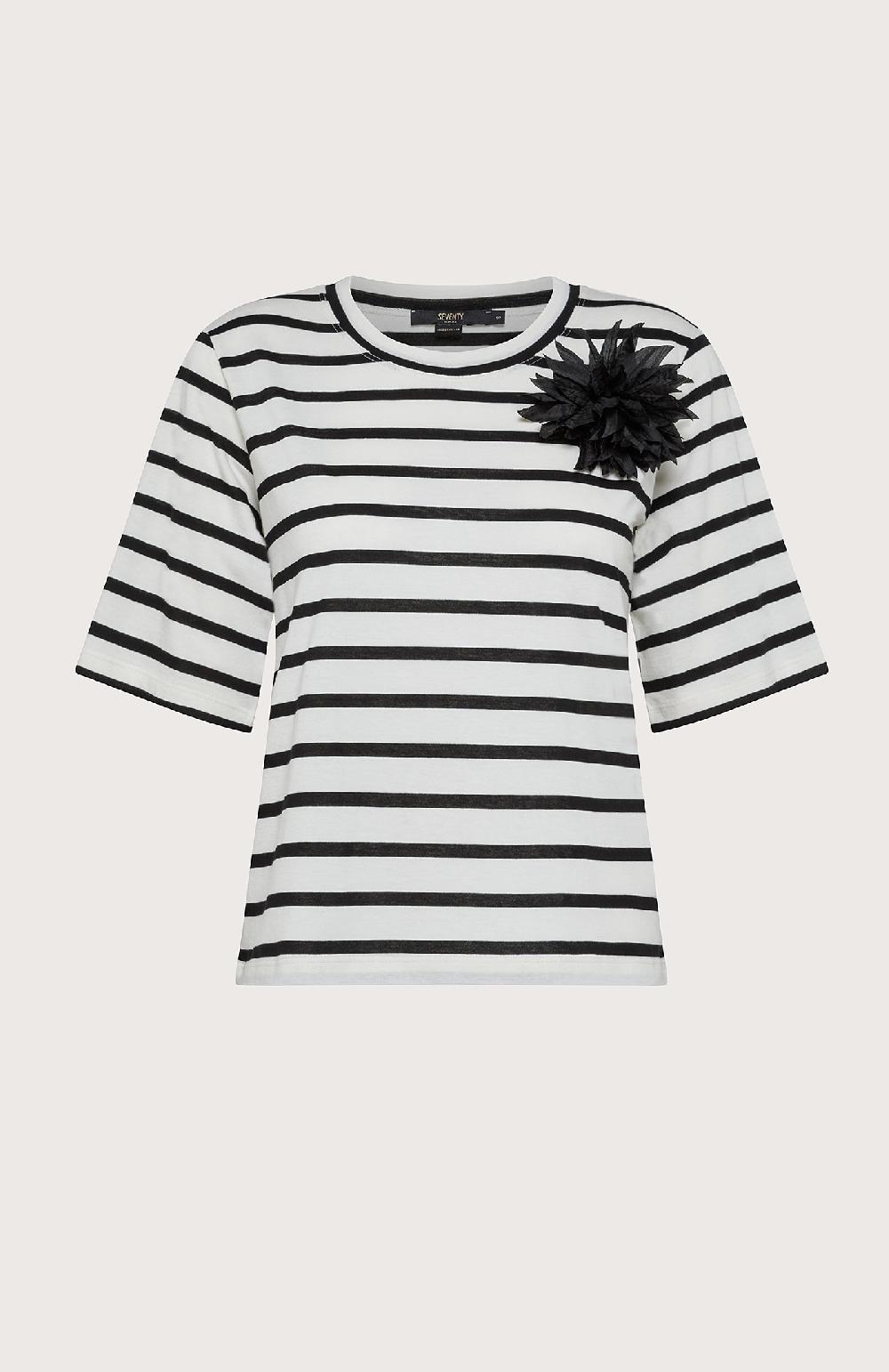 Seventy Maglia a righe con spilla floreale - Col. Nero