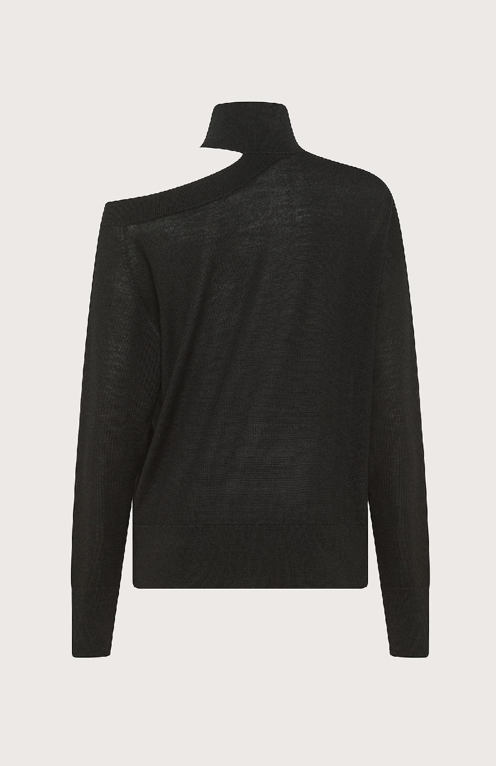 Seventy Maglia Asimmetrica In Lana Merinos - Col. Nero