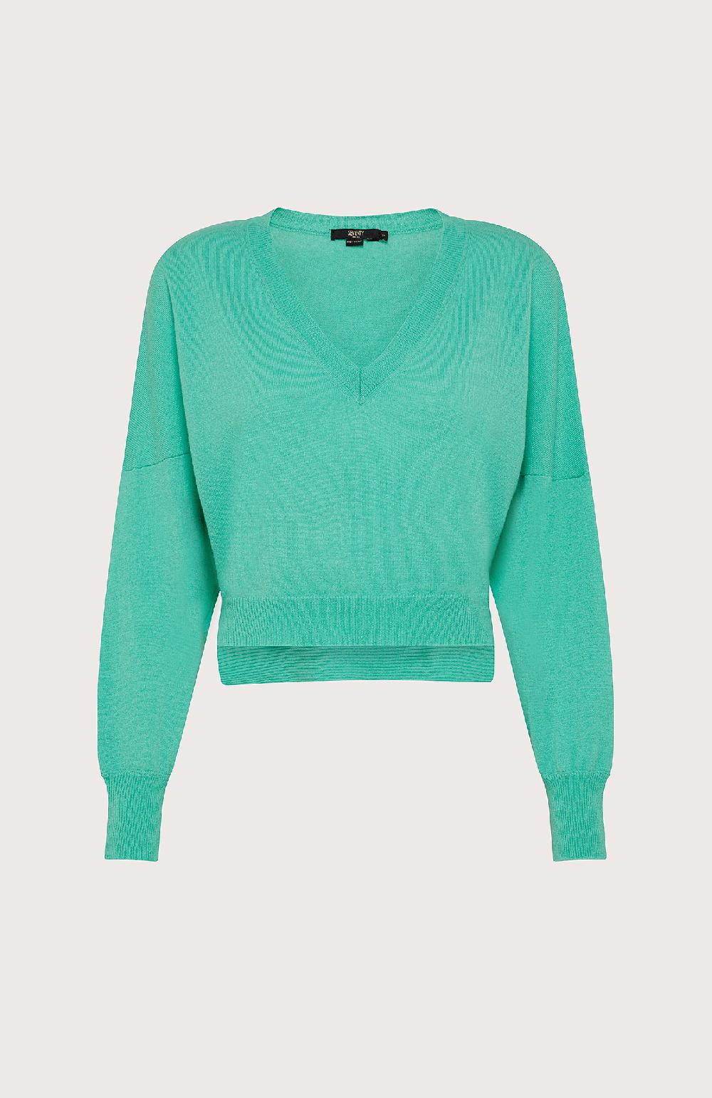 Seventy Maglia in misto cashmere collo a V - Col. Verde