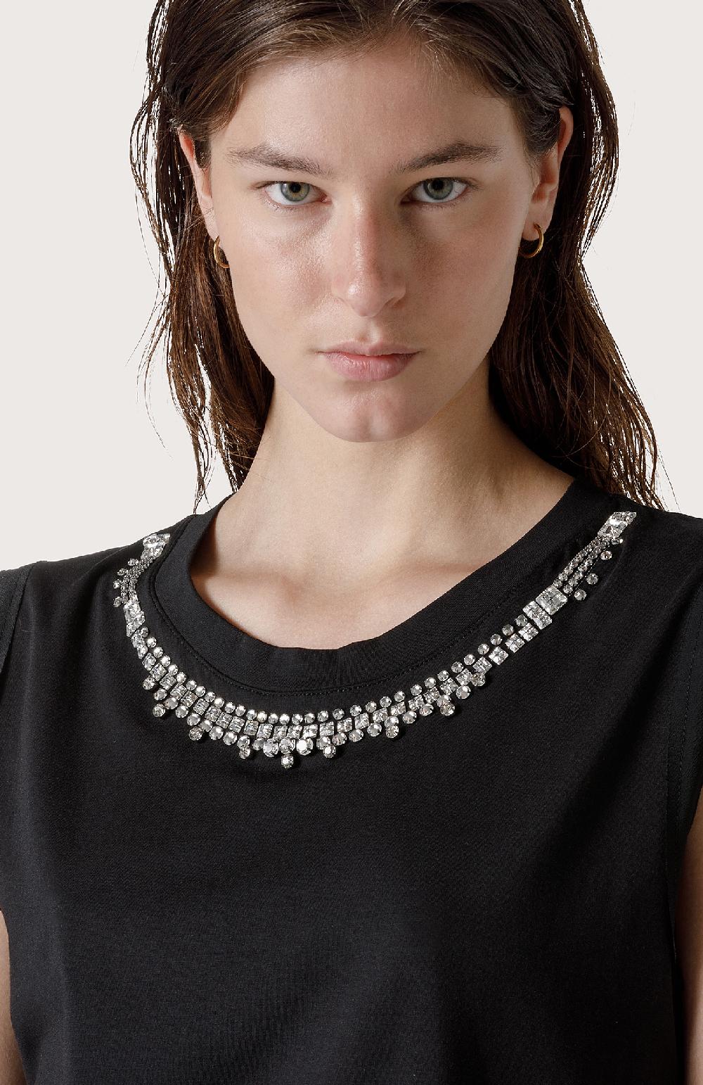 Seventy Maglia Smanicata Con Ricamo Di Strass - Col. Nero