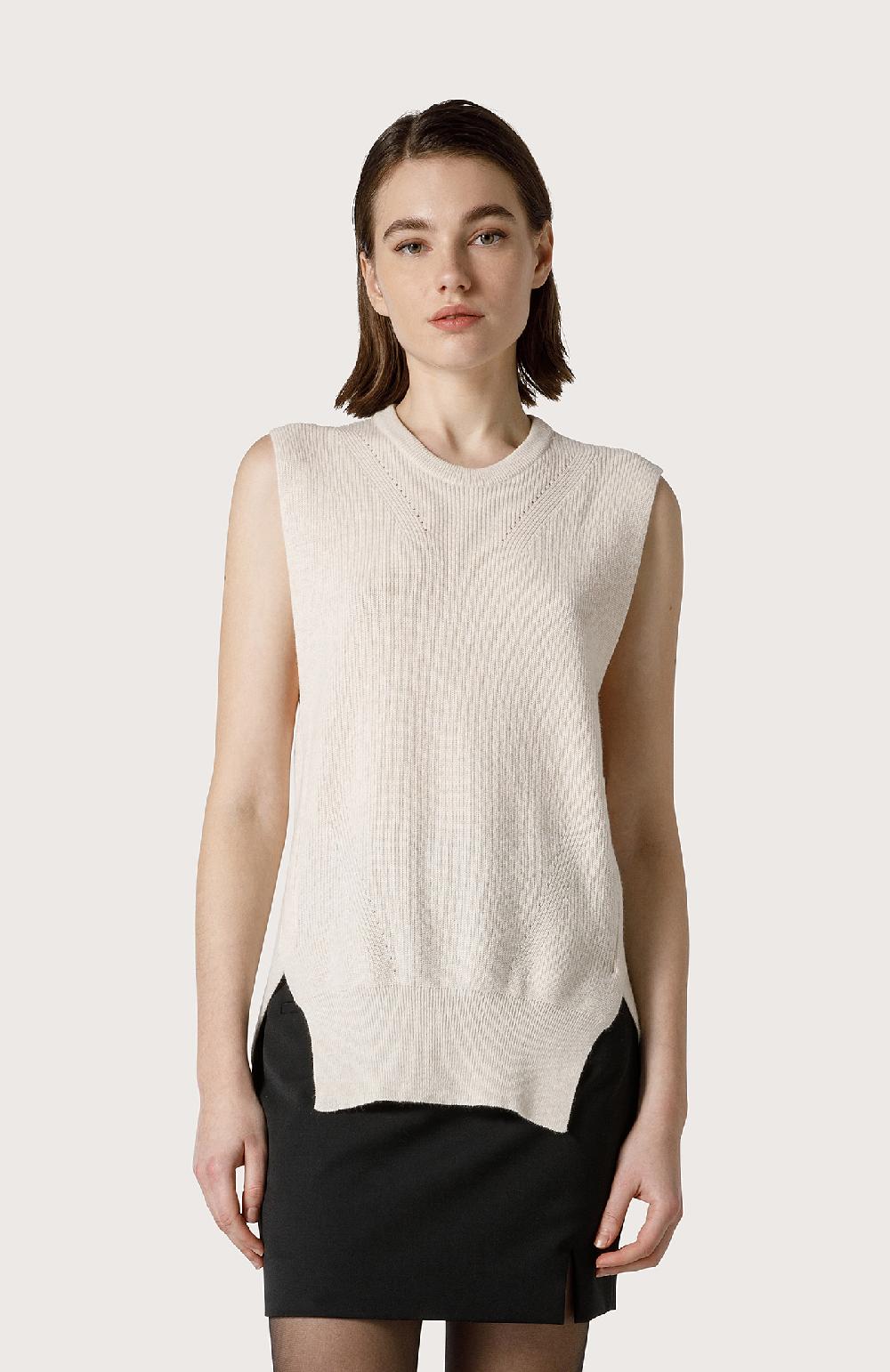 Seventy Maglia Smanicata In Misto Cashmere - Col. Bianco